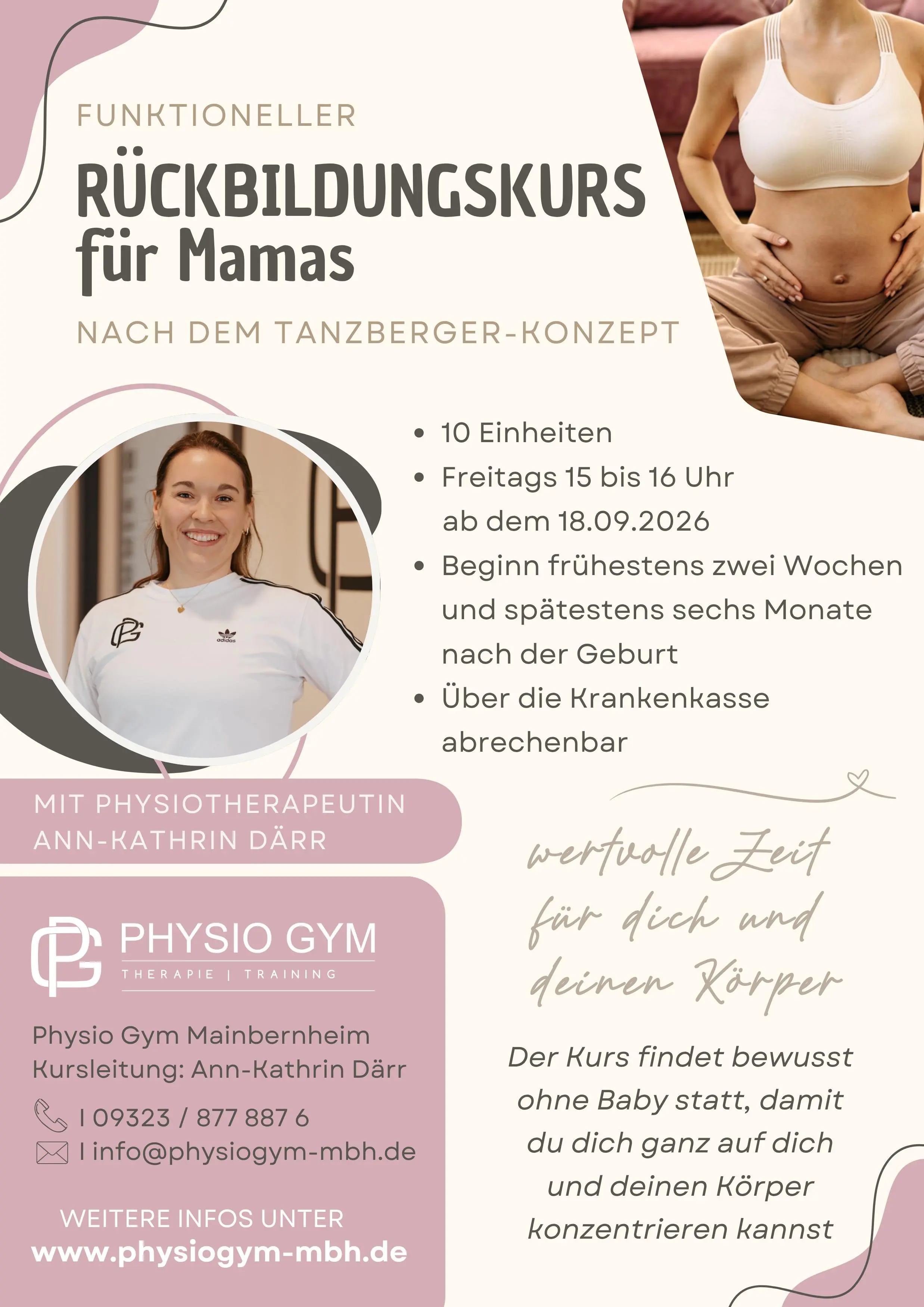 Flyer zum Rückbildungskurs nach dem Tanzberger-Konzept